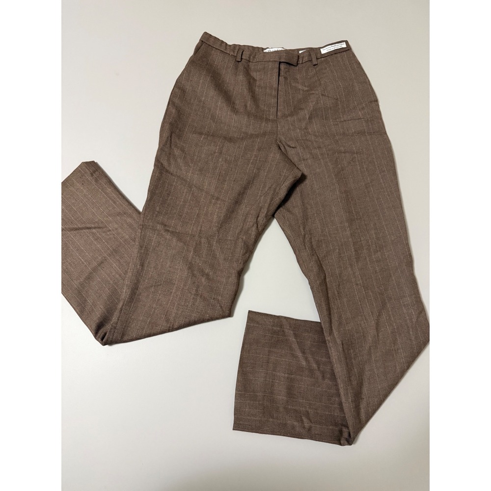 Pendleton Savvy Stretch Wool Brown Pinstripe Dress Pants Womens 6 Made in USA